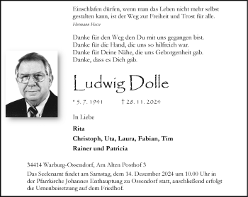 Traueranzeige von Ludwig Dolle von Westfalen Blatt