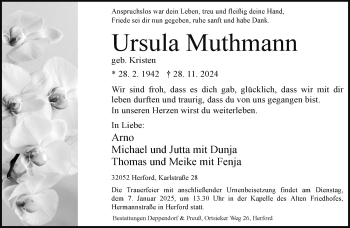 Traueranzeige von Ursula Muthmann von Westfalen Blatt