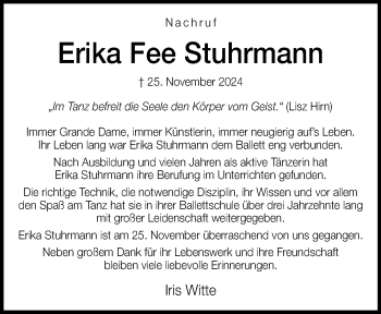 Traueranzeige von Erika Fee Stuhrmann von Westfalen Blatt