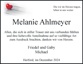 Traueranzeige von Melanie Ahlmeyer von Westfalen Blatt