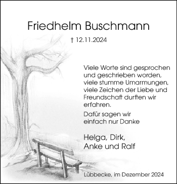 Traueranzeige von Friedhelm Buschmann von Westfalen Blatt