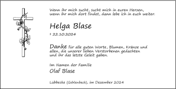 Traueranzeige von Helga Blase von Westfalen Blatt