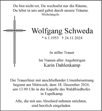 Traueranzeige von Wolfgang Schweda von Westfalen Blatt