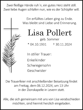 Traueranzeige von Lisa Pollert von Westfalen Blatt