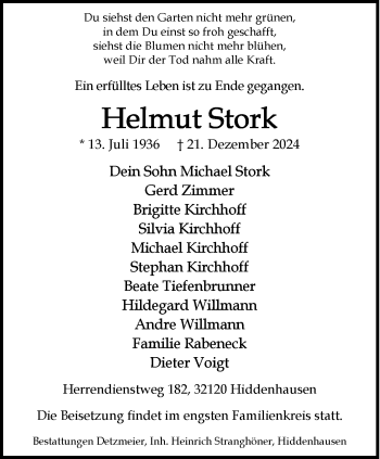 Traueranzeige von Helmut Stork von Westfalen Blatt