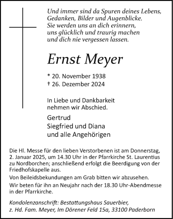 Traueranzeige von Ernst Meyer von Westfalen Blatt