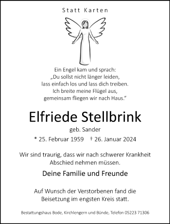 Traueranzeige von Elfriede Stellbrink von Westfalen Blatt