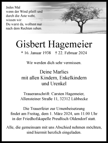 Traueranzeige von Gisbert Hagemeier von Westfalen Blatt