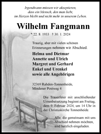 Traueranzeige von Wilhelm Fangmann von Westfalen Blatt