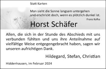 Traueranzeige von Horst Schäfer von Westfalen Blatt