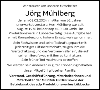 Traueranzeige von Jörg Mühlberg von Westfalen Blatt