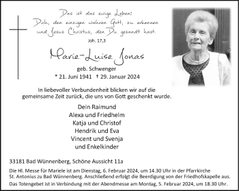 Traueranzeige von Marie-Luise Jonas von Westfalen Blatt