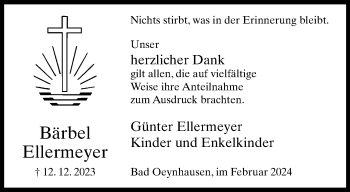 Traueranzeige von Bärbel Ellermeyer von Westfalen Blatt