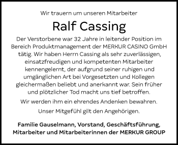 Traueranzeige von Ralf Cassing von Westfalen Blatt