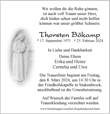 Traueranzeige von Thorsten Bökamp von Westfalen Blatt