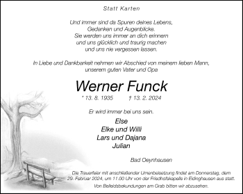 Traueranzeige von Werner Funck von Westfalen Blatt