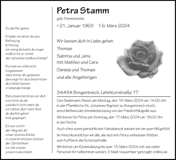 Traueranzeige von Petra Stamm von Westfalen Blatt