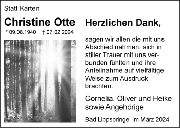 Traueranzeige von Christine Otte von Westfalen Blatt