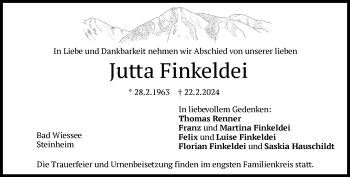 Traueranzeige von Jutta Finkeldei von Westfalen Blatt