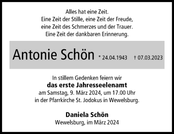 Traueranzeige von Antonie Schön von Westfalen Blatt