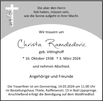 Traueranzeige von Christa Ramdedovic von Westfalen Blatt