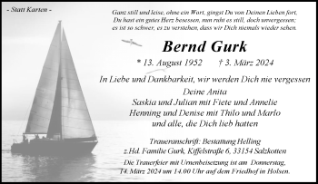 Traueranzeige von Bernd Gurk von Westfalen Blatt