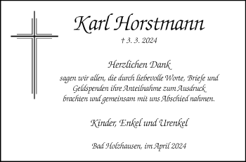 Traueranzeige von Karl Horstmann von Westfalen Blatt