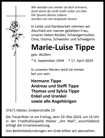 Traueranzeige von Marie-Luise Tippe von Westfalen Blatt