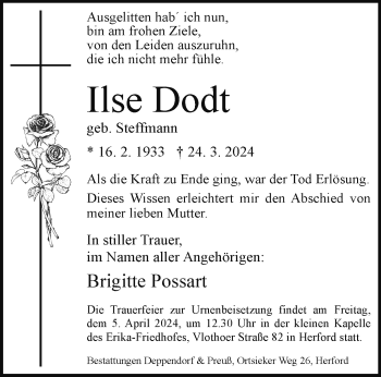 Traueranzeige von Ilse Dodt von Westfalen Blatt