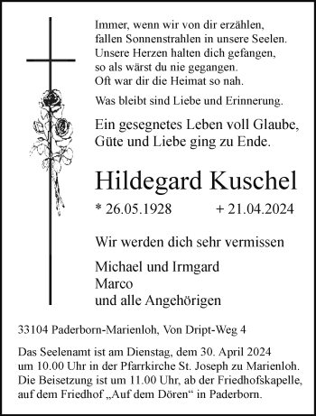 Traueranzeige von Hildegard Kuschel von Westfalen Blatt