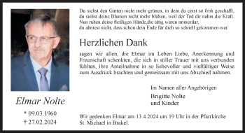 Traueranzeige von Elmar Nolte von Westfalen Blatt