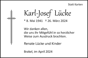 Traueranzeige von Karl-Josef Lücke von Westfalen Blatt