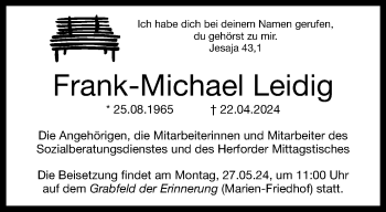 Traueranzeige von Frank-Michael Leidig von Westfalen Blatt