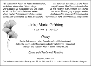 Traueranzeige von Ulrike Maria Gröbing von Westfalen Blatt