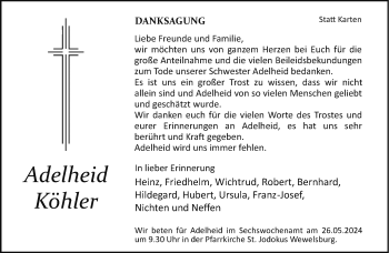 Traueranzeige von Adelheid Köhler von Westfalen Blatt