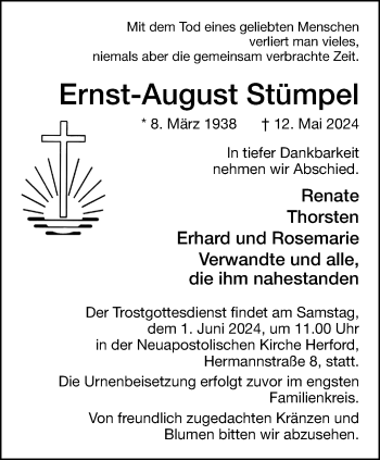 Traueranzeige von Ernst-August Stümpel von Westfalen Blatt