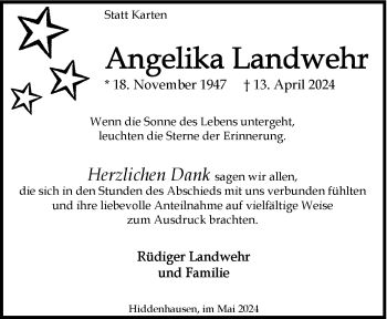 Traueranzeige von Angelika Landwehr von Westfalen Blatt