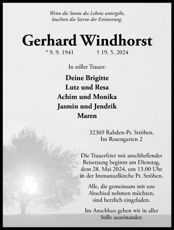 Traueranzeige von Gerhard Windhorst von Westfalen Blatt