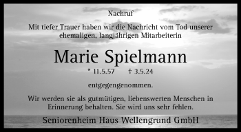 Traueranzeige von Marie Spielmann von Westfalen Blatt