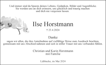 Traueranzeige von Ilse Horstmann von Westfalen Blatt