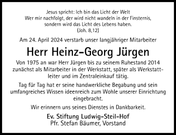 Traueranzeige von Heinz-Georg Jürgen von Westfalen Blatt