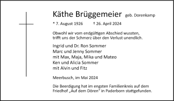 Traueranzeige von Käthe Brüggemeier von Westfalen Blatt