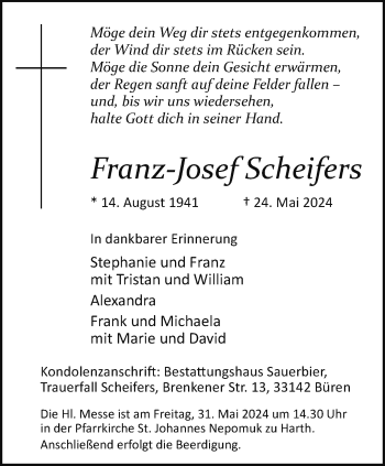 Traueranzeige von Franz-Josef Scheifers von Westfalen Blatt