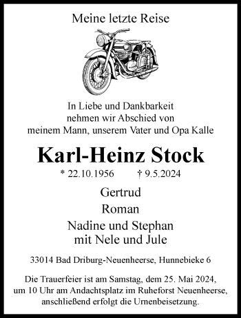 Traueranzeige von Karl-Heinz Stock von Westfalen Blatt