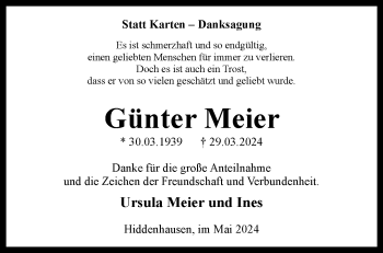 Traueranzeige von Günter Meier von Westfalen Blatt