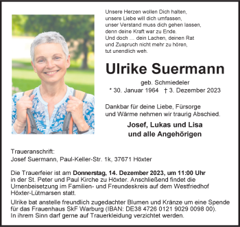 Traueranzeige von Ulrike Suermann von Westfalen Blatt