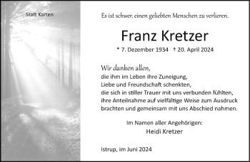 Traueranzeige von Franz Kretzer von Westfalen Blatt