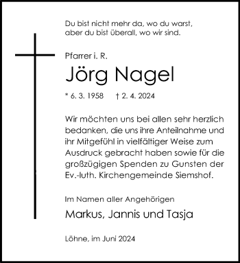 Traueranzeige von Jörg Nagel von Westfalen Blatt