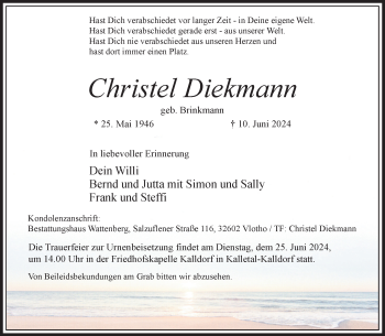 Traueranzeige von Christel Diekmann von Westfalen Blatt