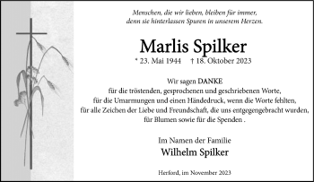 Traueranzeige von Marlis Spilker von Westfalen Blatt